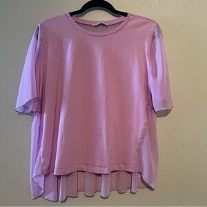 Zara short sleeve blouse with sheer back size Large
